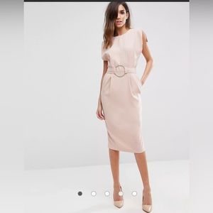 Pale pink - ASOS Split Cap Sleeve Midi Dress - US 8